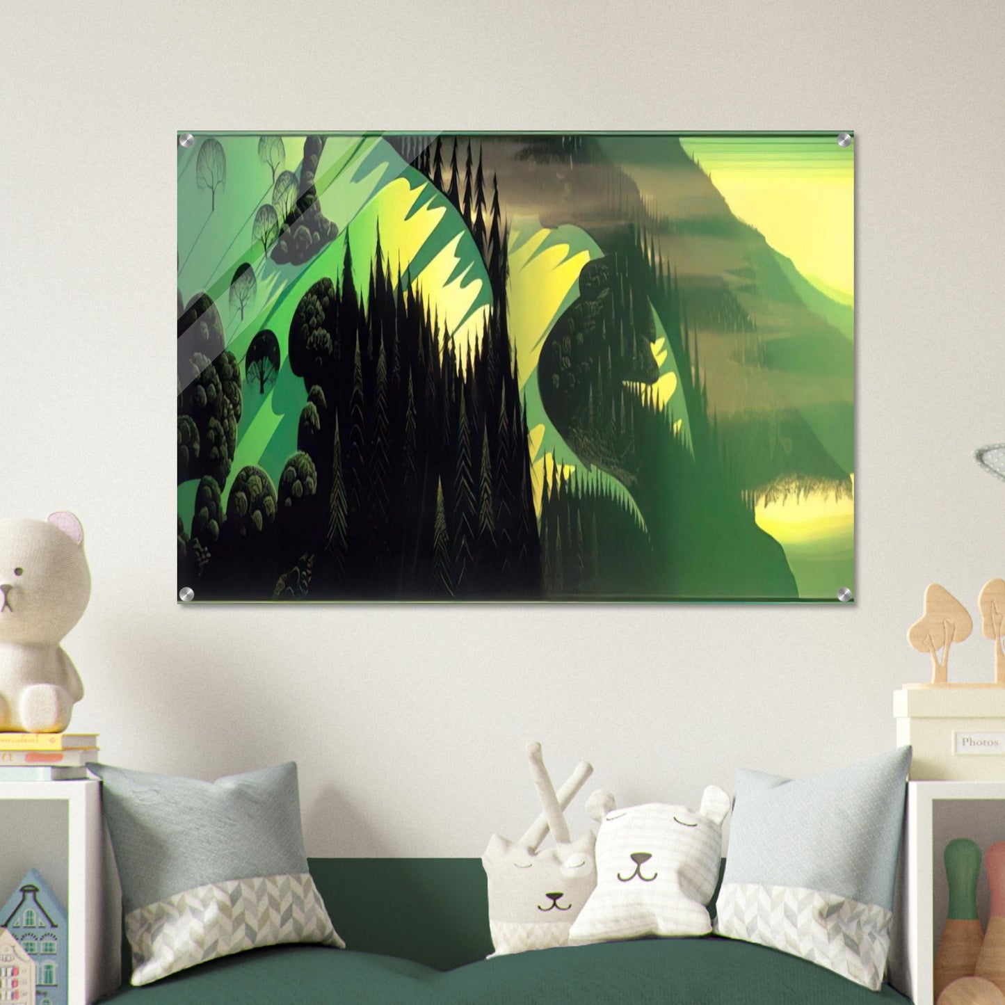 Three Pastures by the Sea - Eyvind Earle Acrylic Print - 70x100 cm / 28x40″ inches