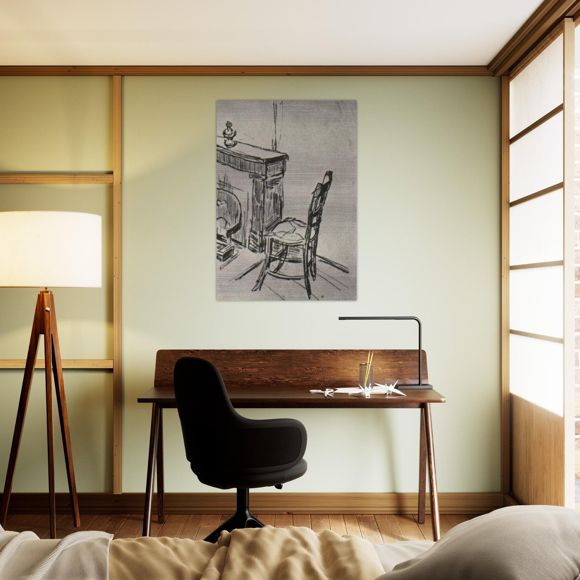 Chair near the Stove - Vincent van Gogh Brushed Aluminum Print - 70x100 cm / 28x40 inches | Vincent van Gogh Aluminum Print | Vincent van Gogh Prints