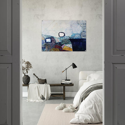 Spiral Development in Green Violet Blue  Gold - 1951 - Victor Pasmore Acrylic Print - 70x100 cm / 28x40″ inches | Victor Pasmore Wall Art | Victor Pasmore Prints