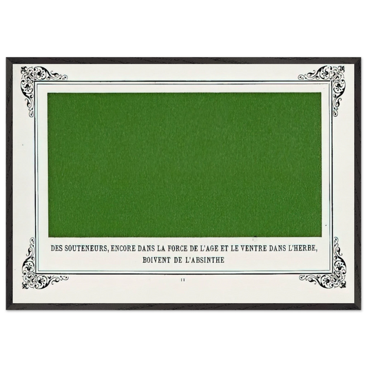 Some Pimps Known as Green Backs on their Bellies in the Grass Drinking Absinthe - Alphonse Allais 70x100 cm / 28x40 inches Framed Art Print – Black Wooden Frame