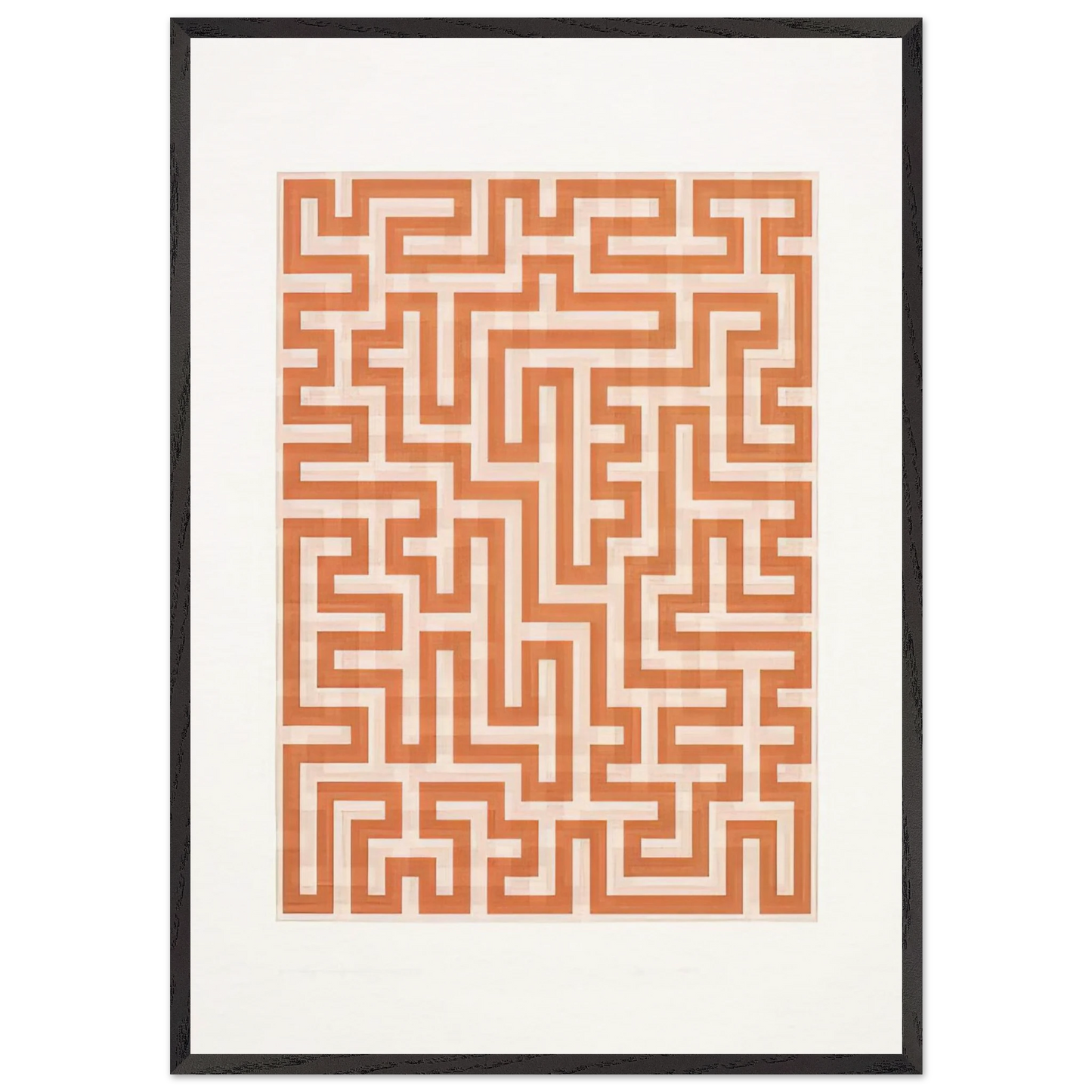 RED MEANDER II 1971 - Anni Albers 70x100 cm / 28x40 inches Framed Art Print – Black Wooden Frame