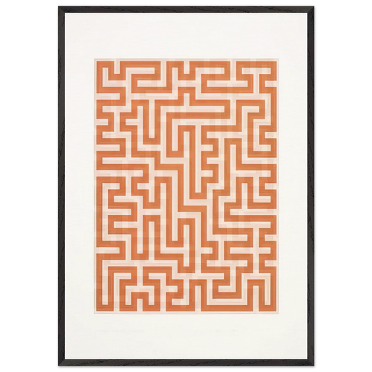 RED MEANDER II 1971 - Anni Albers 70x100 cm / 28x40 inches Framed Art Print – Black Wooden Frame
