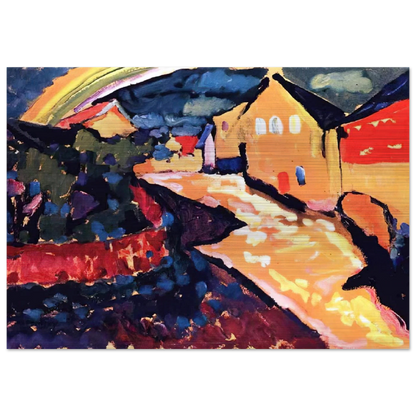 MURNAU WITH RAINBOW 1909 - Wassily Kandinsky Brushed Aluminum Print - 70x100 cm / 28x40 inches | Wassily Kandinsky Aluminum Print | Wassily Kandinsky Prints