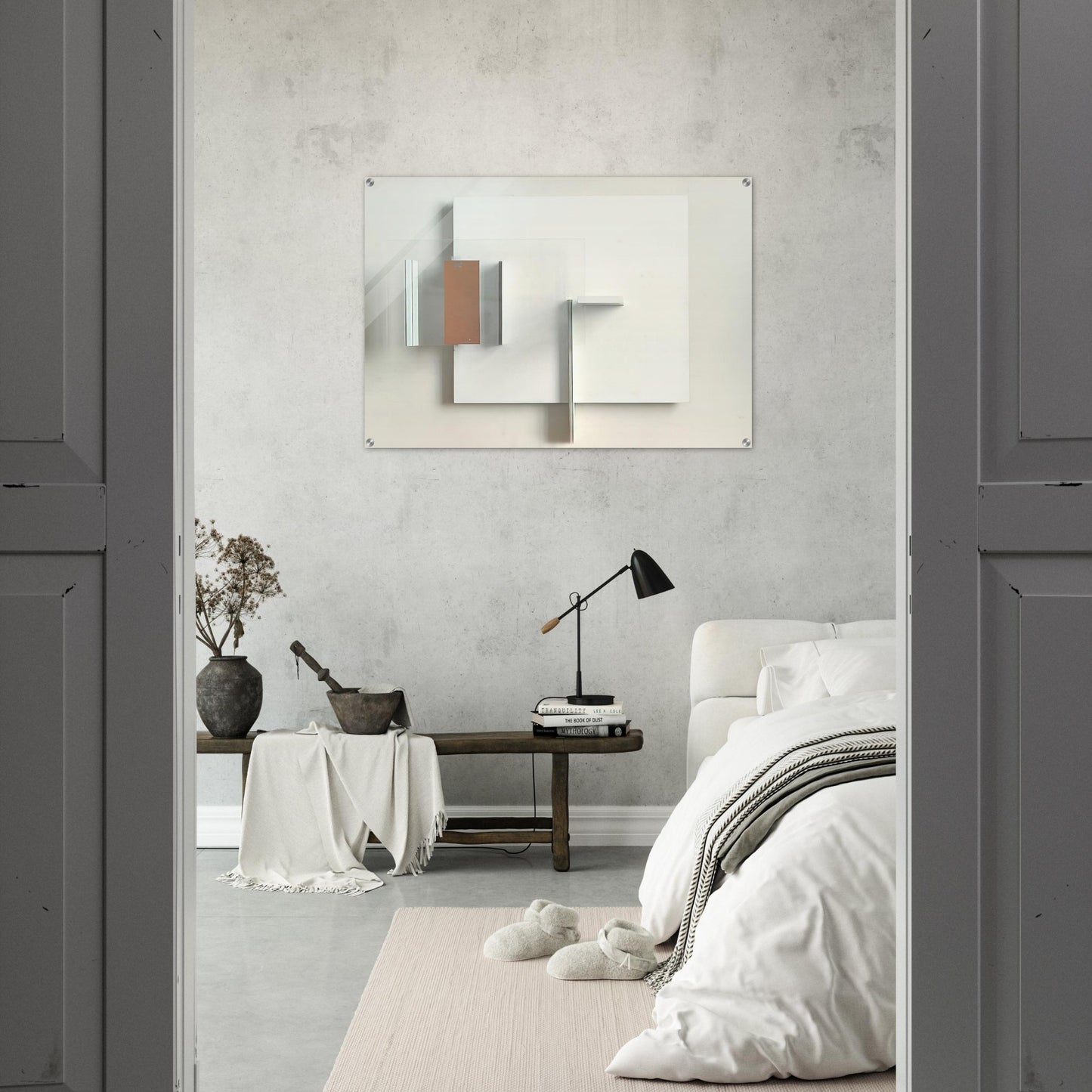 ABSTRACT IN WHITE BLACK AND OCHRE 1962 - Victor Pasmore Acrylic Print - 70x100 cm / 28x40″ inches | Victor Pasmore Wall Art | Victor Pasmore Prints