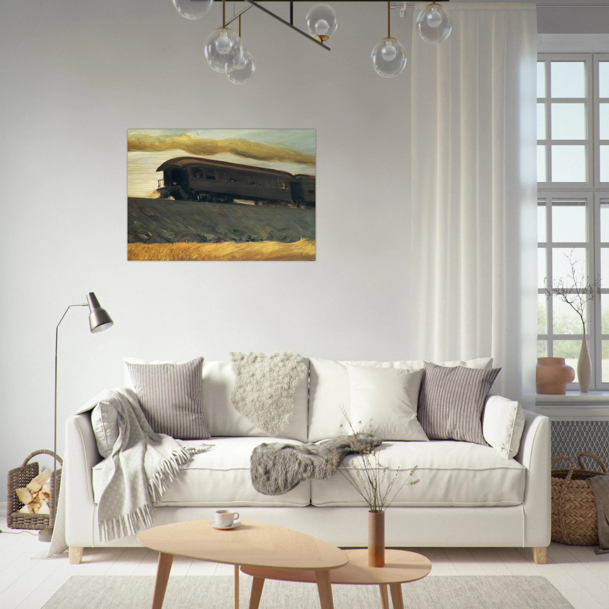 Railroad Train - Edward Hopper Brushed Aluminum Print - 70x100 cm / 28x40 inches | Edward Hopper Aluminum Print | Edward Hopper Prints