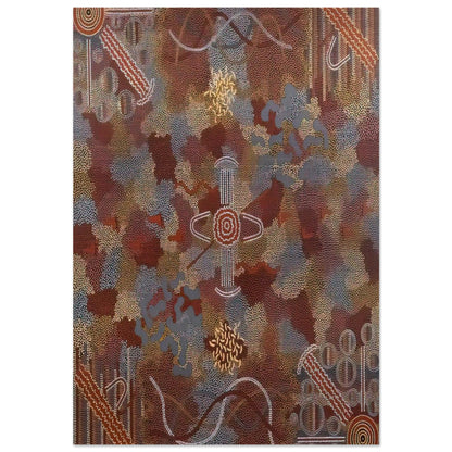 Frog Dreaming - 1989 - Clifford Possum Tjapaltjarri Brushed Aluminum Print - 70x100 cm / 28x40 inches | Clifford Possum Tjapaltjarri Aluminum Print | Clifford Possum Tjapaltjarri Prints