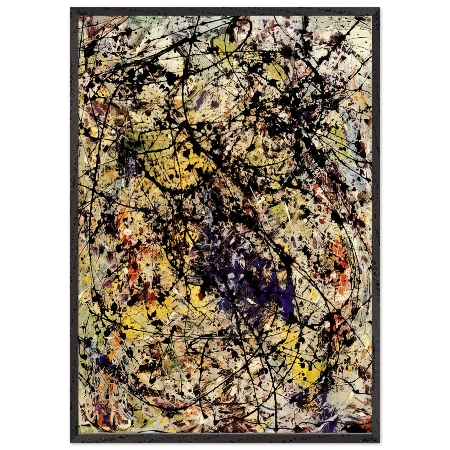 REFLECTIONS OF THE BIG DIPPER 1947 - Jackson Pollock 70x100 cm / 28x40 inches Framed Art Print – Black Wooden Frame