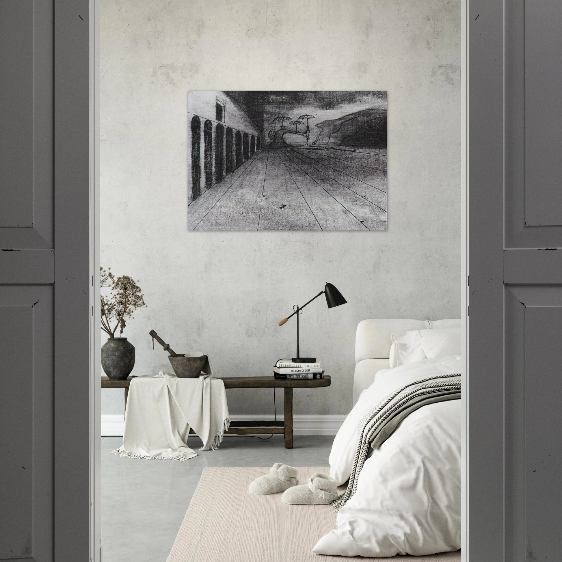 LANDSCAPE AFTER DE CHIRICO UNFINISHED - Salvador Dali Brushed Aluminum Print - 70x100 cm / 28x40 inches | Salvador Dali Aluminum Print | Salvador Dali Prints