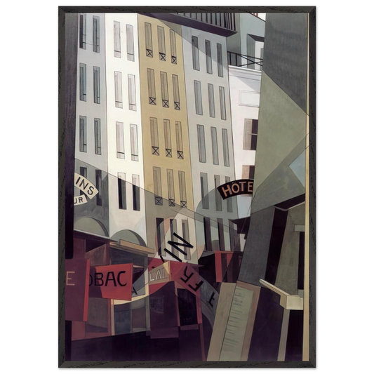 Rue du Singe Qui Peche - 1921 - Charles Demuth 70x100 cm / 28x40 inches Framed Art Print – Black Wooden Frame