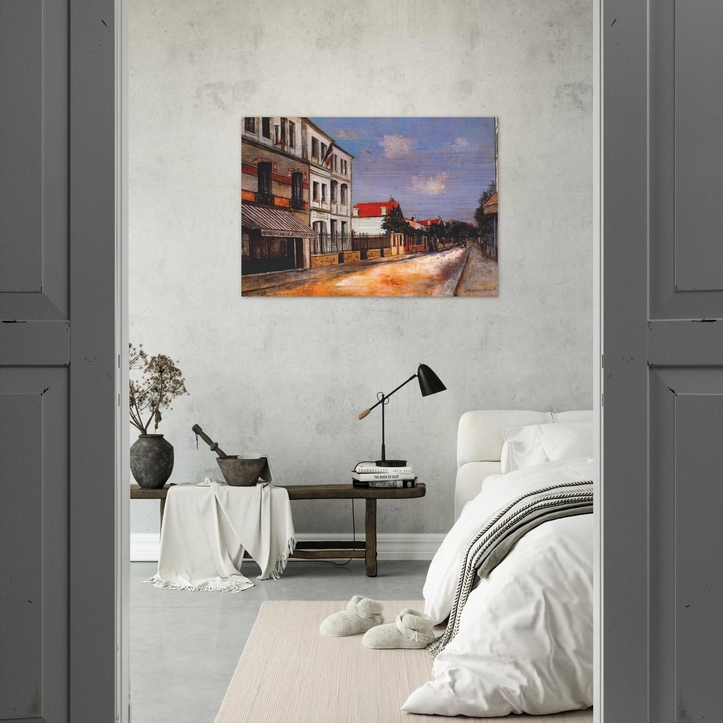 ASNIERES STREET - Maurice Utrillo Brushed Aluminum Print - 70x100 cm / 28x40 inches | Maurice Utrillo Aluminum Print | Maurice Utrillo Prints