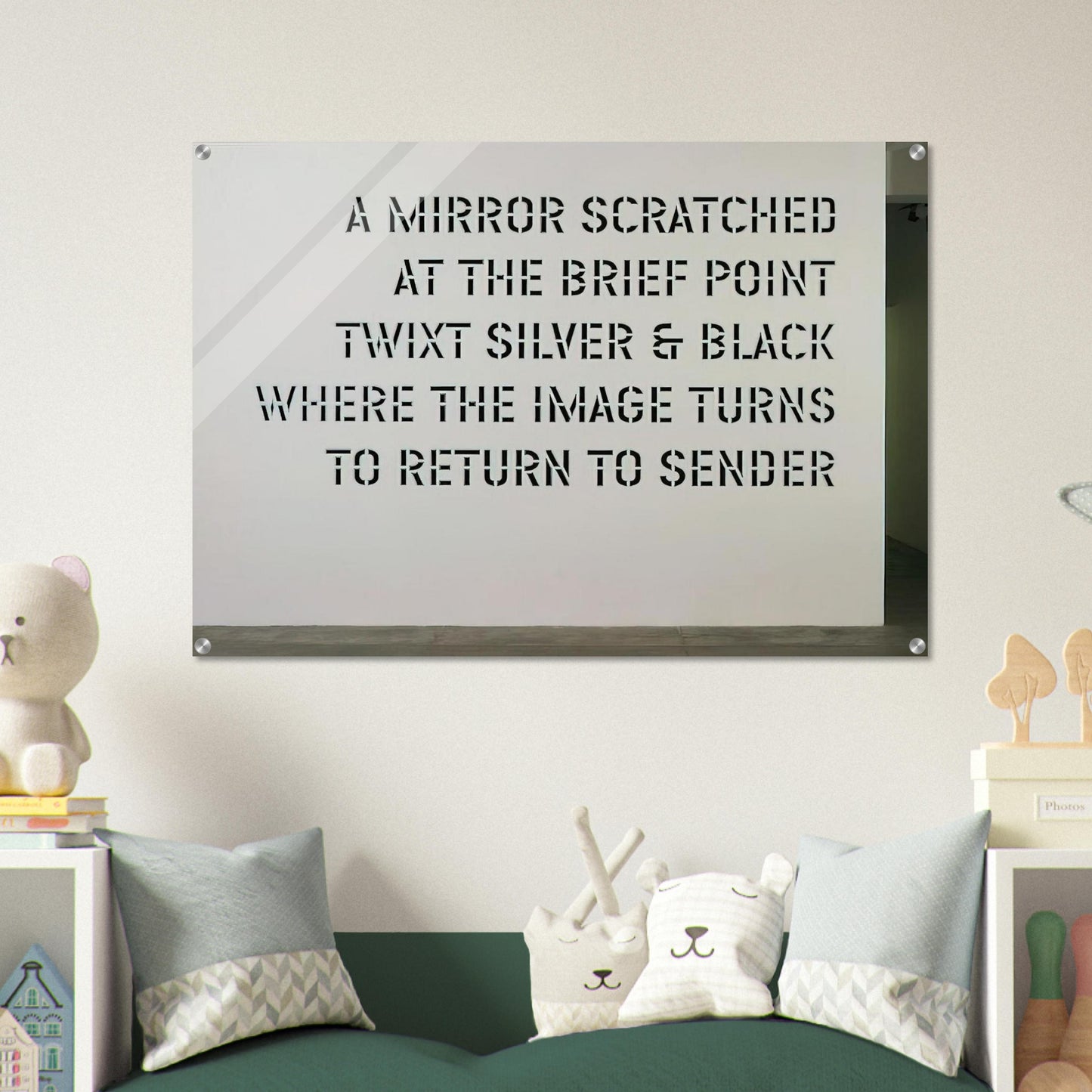 A Mirror Scratched... - 2004 - Lawrence Weiner Acrylic Print - 70x100 cm / 28x40″ inches
