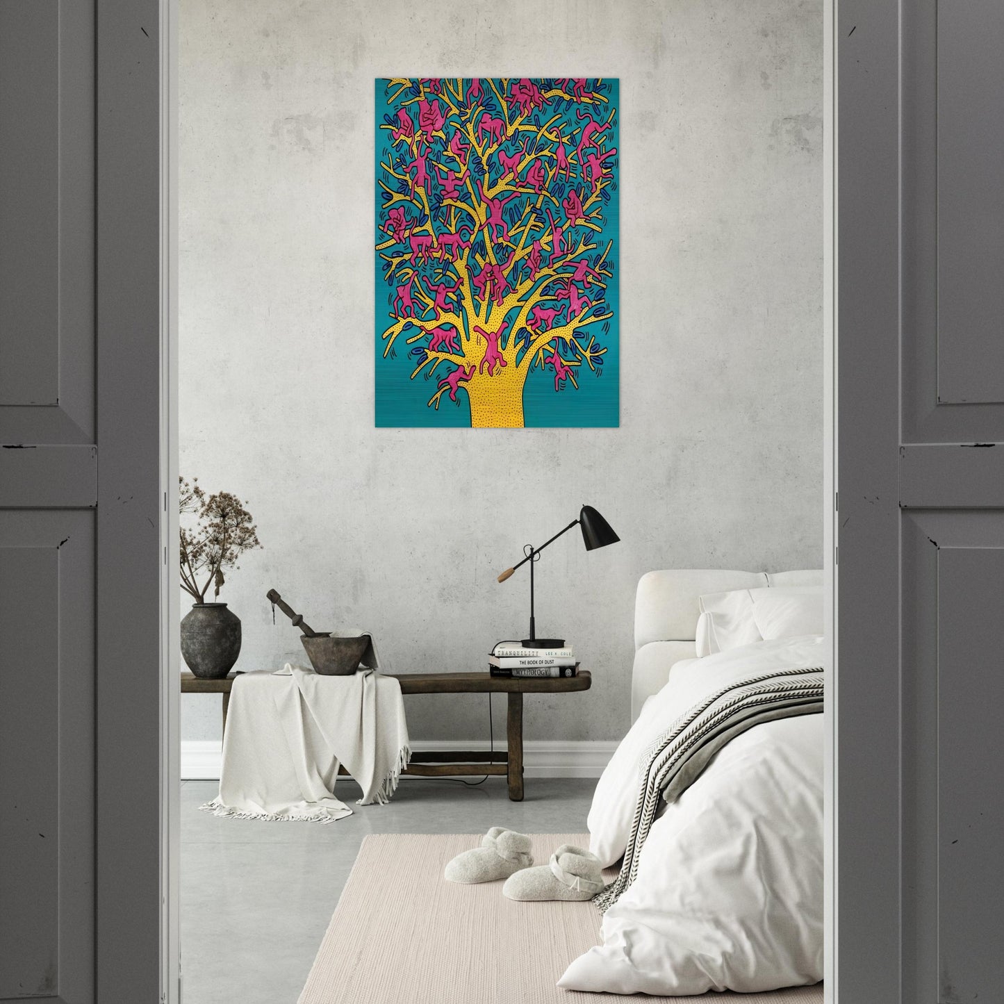 THE TREE OF MONKEYS - Keith Haring Brushed Aluminum Print - 70x100 cm / 28x40 inches | Keith Haring Aluminum Print | Keith Haring Prints