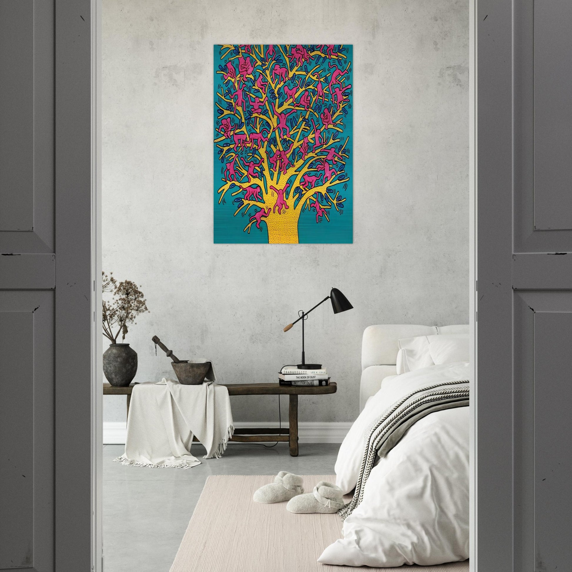 THE TREE OF MONKEYS - Keith Haring Brushed Aluminum Print - 70x100 cm / 28x40 inches | Keith Haring Aluminum Print | Keith Haring Prints