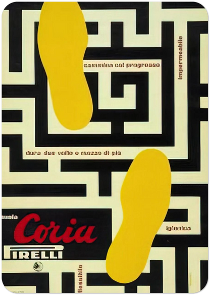 Pirelli, Suola Coria - 1953 By Bruno Munari Pack of 10 Post Cards | Bruno Munari Post Cards | A6 (10.5 x 14.8 cm) - 4.1 x 5.8 inches