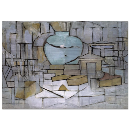 Still Life with Gingerpot 2 - Piet Mondrian Brushed Aluminum Print - 70x100 cm / 28x40 inches | Piet Mondrian Aluminum Print | Piet Mondrian Prints