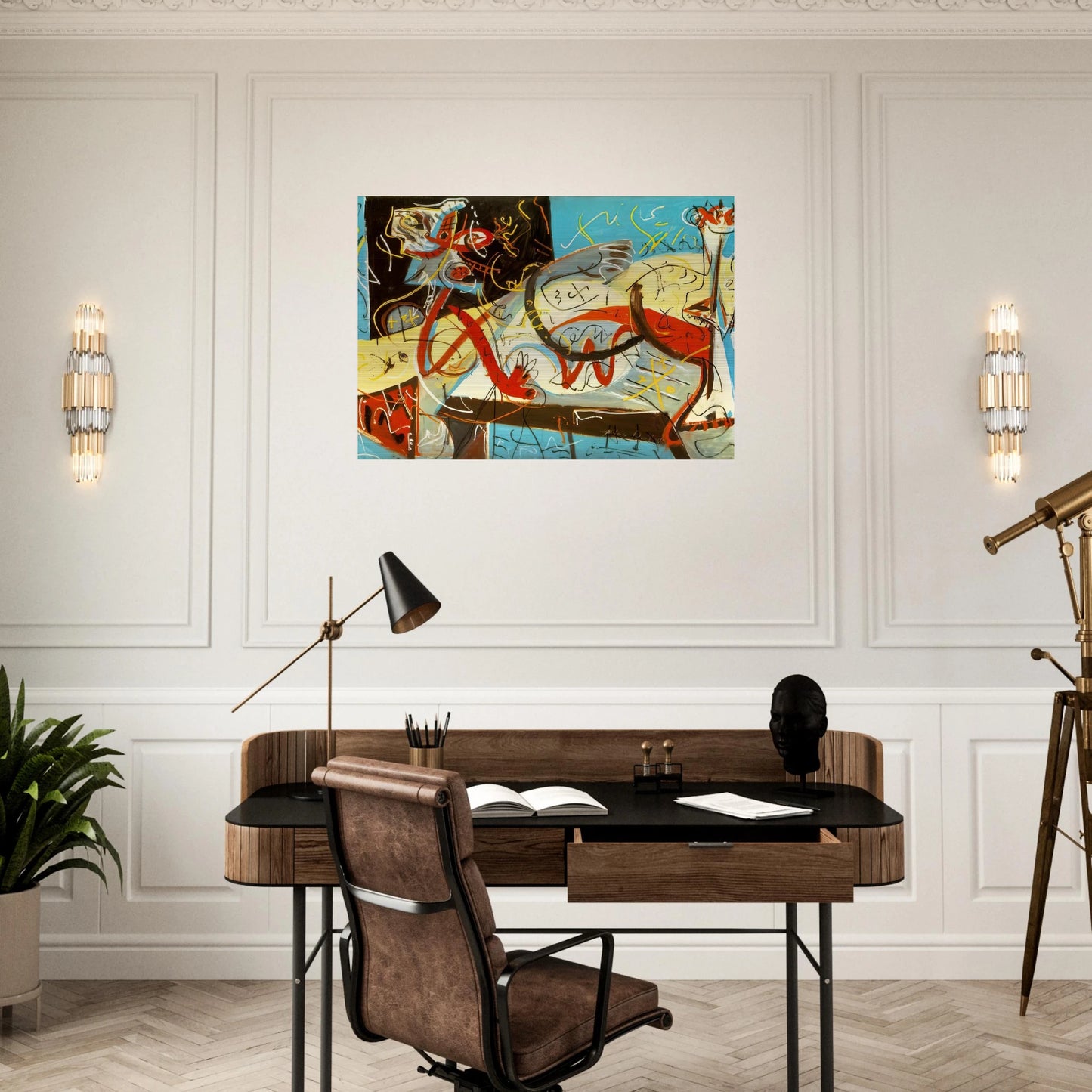 STENOGRAPHIC FIGURE - Jackson Pollock Brushed Aluminum Print - 70x100 cm / 28x40 inches | Jackson Pollock Aluminum Print | Jackson Pollock Prints