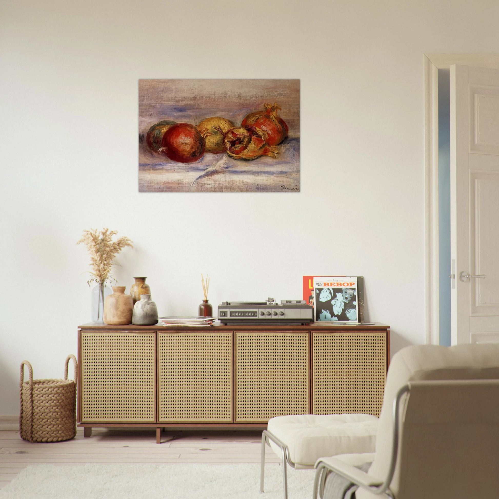 Three Pomegranates and Two Apples - Pierre-Auguste Renoir Brushed Aluminum Print - 70x100 cm / 28x40 inches | Pierre-Auguste Renoir Aluminum Print | Pierre-Auguste Renoir Prints