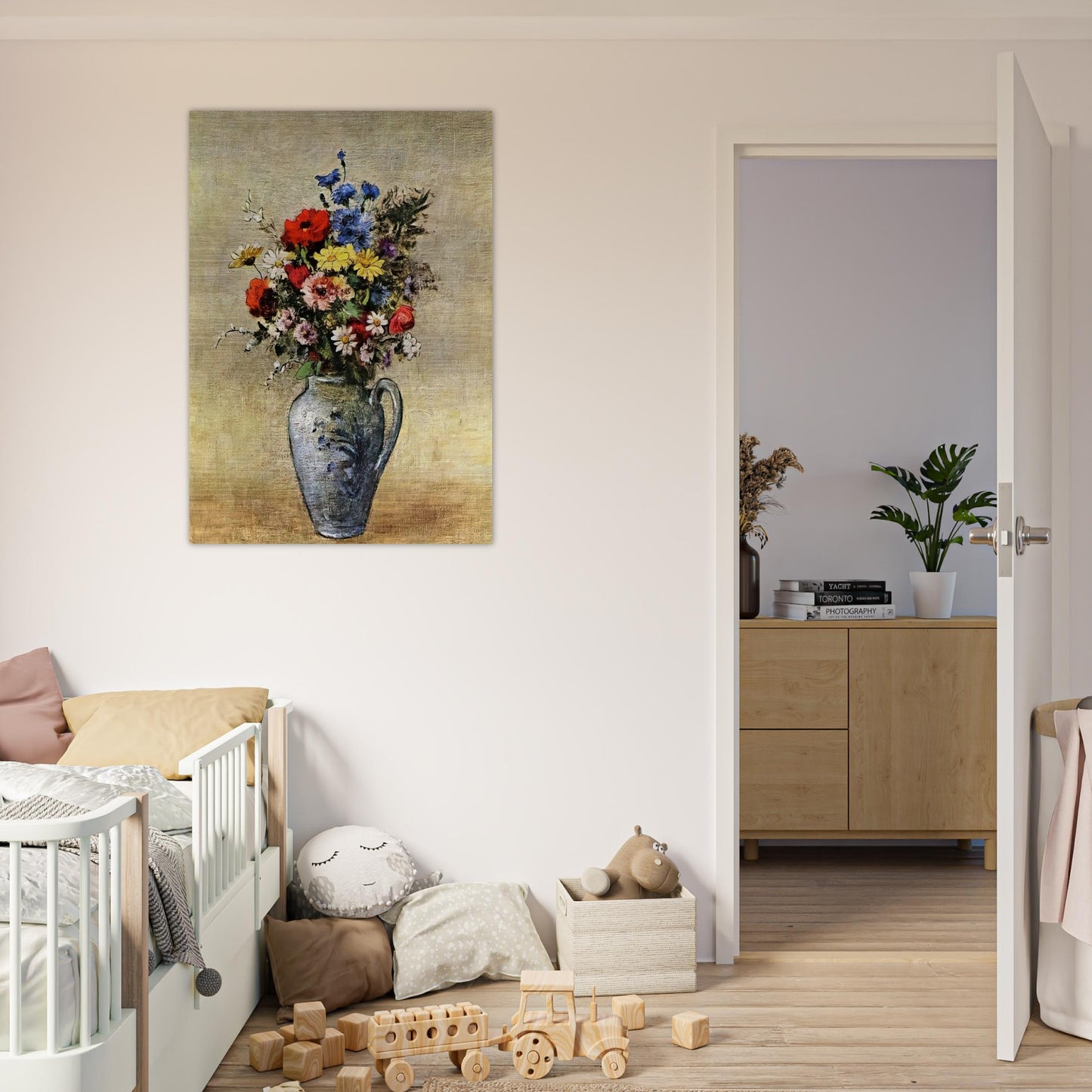 FLOWERS IN A VASE WITH ONE HANDLE - Odilon Redon Brushed Aluminum Print - 70x100 cm / 28x40 inches | Odilon Redon Aluminum Print | Odilon Redon Prints