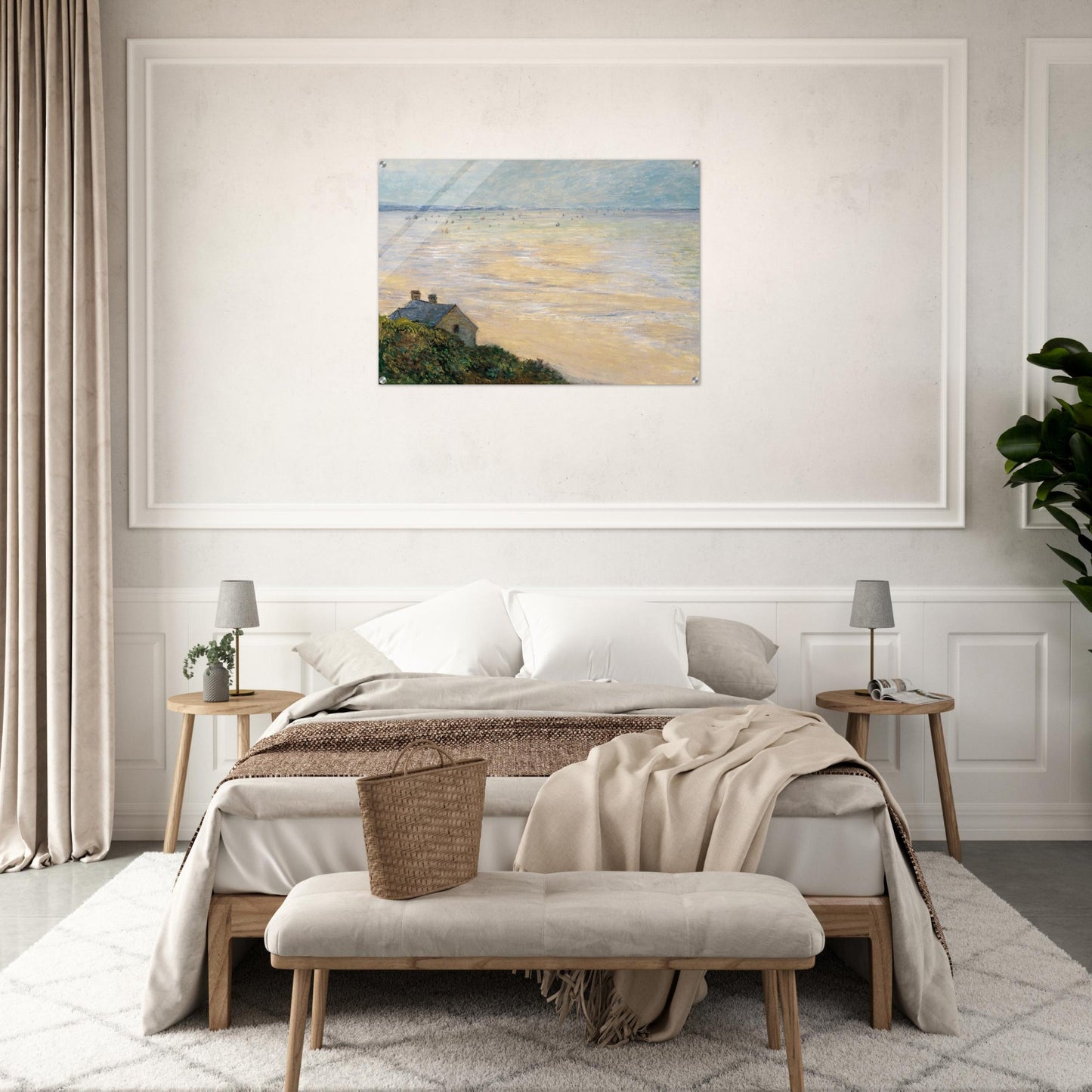 The Hut at Trouville, Low Tide - claude monet Acrylic Print - 70x100 cm / 28x40″ inches | claude monet Wall Art | claude monet Prints