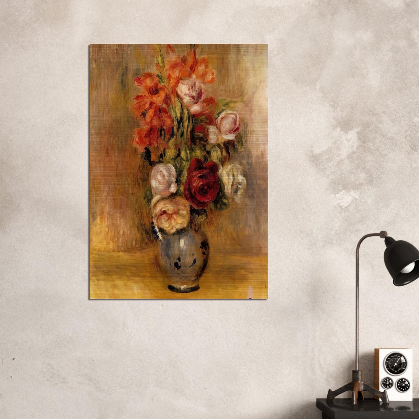 Vase of Gladiolas and Roses - Pierre-Auguste Renoir Brushed Aluminum Print - 70x100 cm / 28x40 inches | Pierre-Auguste Renoir Aluminum Print | Pierre-Auguste Renoir Prints
