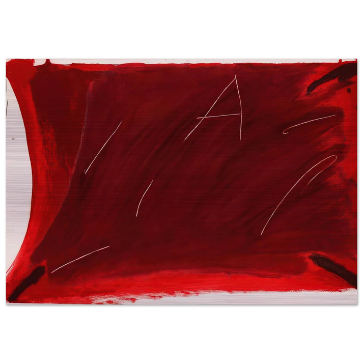 NEGRE I ROIG V A DAMUNT VERMELL 1976 - Antoni Tapies Brushed Aluminum Print - 70x100 cm / 28x40 inches | Antoni Tapies Aluminum Print | Antoni Tapies Prints