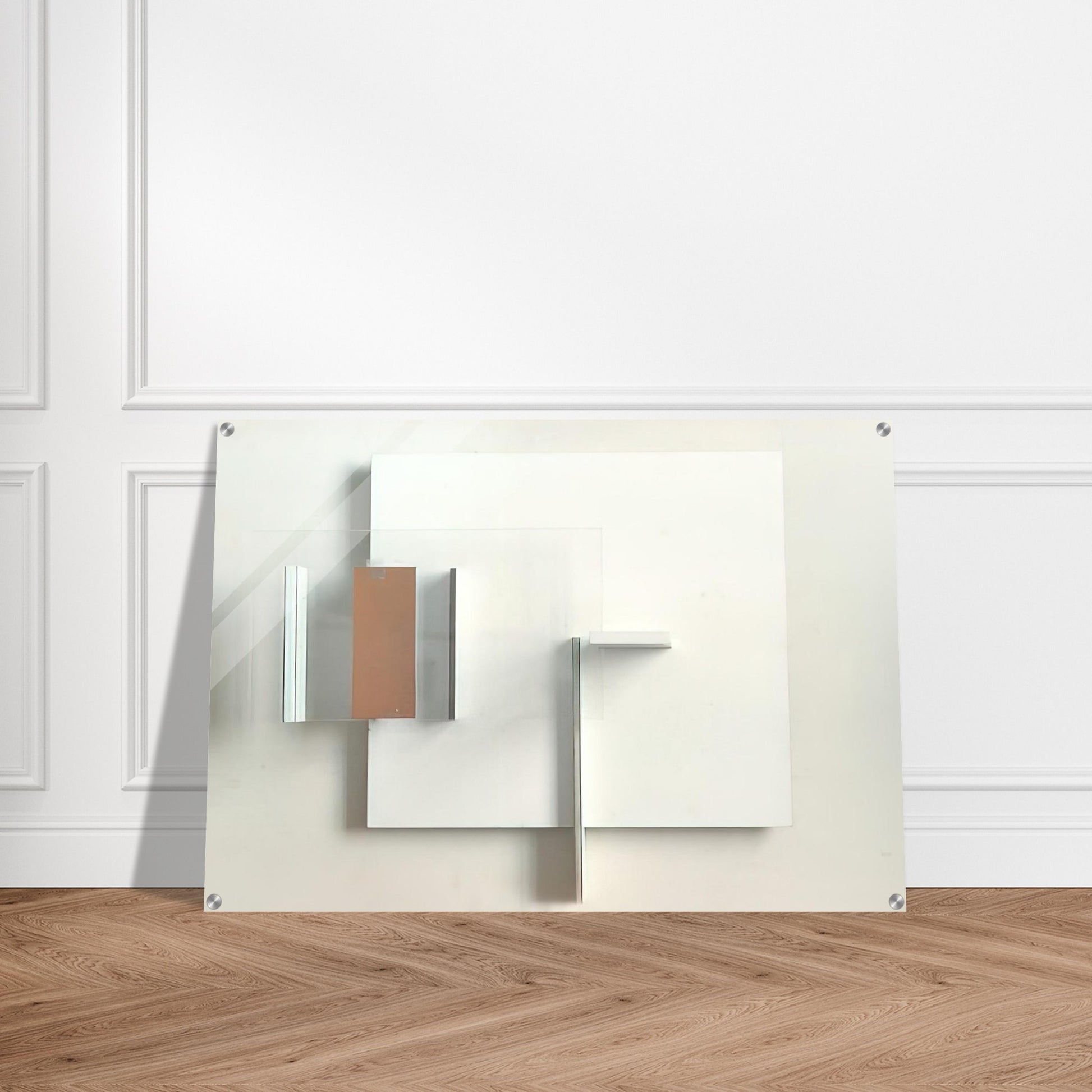 ABSTRACT IN WHITE BLACK AND OCHRE 1962 - Victor Pasmore Acrylic Print - 70x100 cm / 28x40″ inches | Victor Pasmore Wall Art | Victor Pasmore Prints
