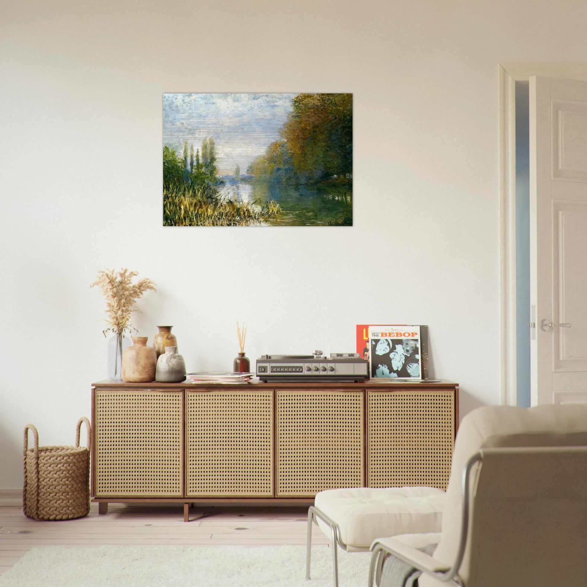 The Banks of The Seine in Autumn - claude monet Brushed Aluminum Print - 70x100 cm / 28x40 inches | claude monet Aluminum Print | claude monet Prints