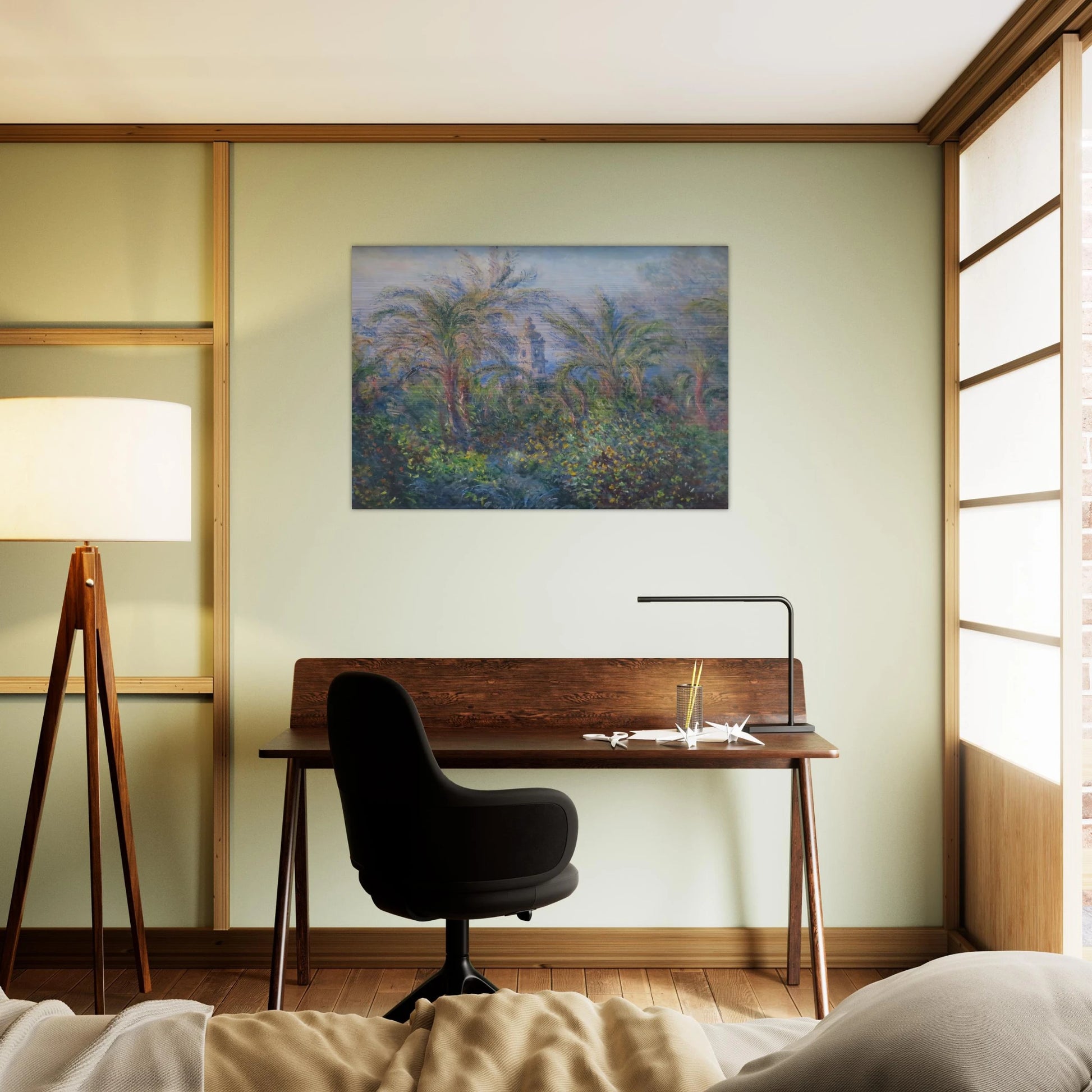 Garden in Bordighera, Impression of Morning - claude monet Brushed Aluminum Print - 70x100 cm / 28x40 inches | claude monet Aluminum Print | claude monet Prints