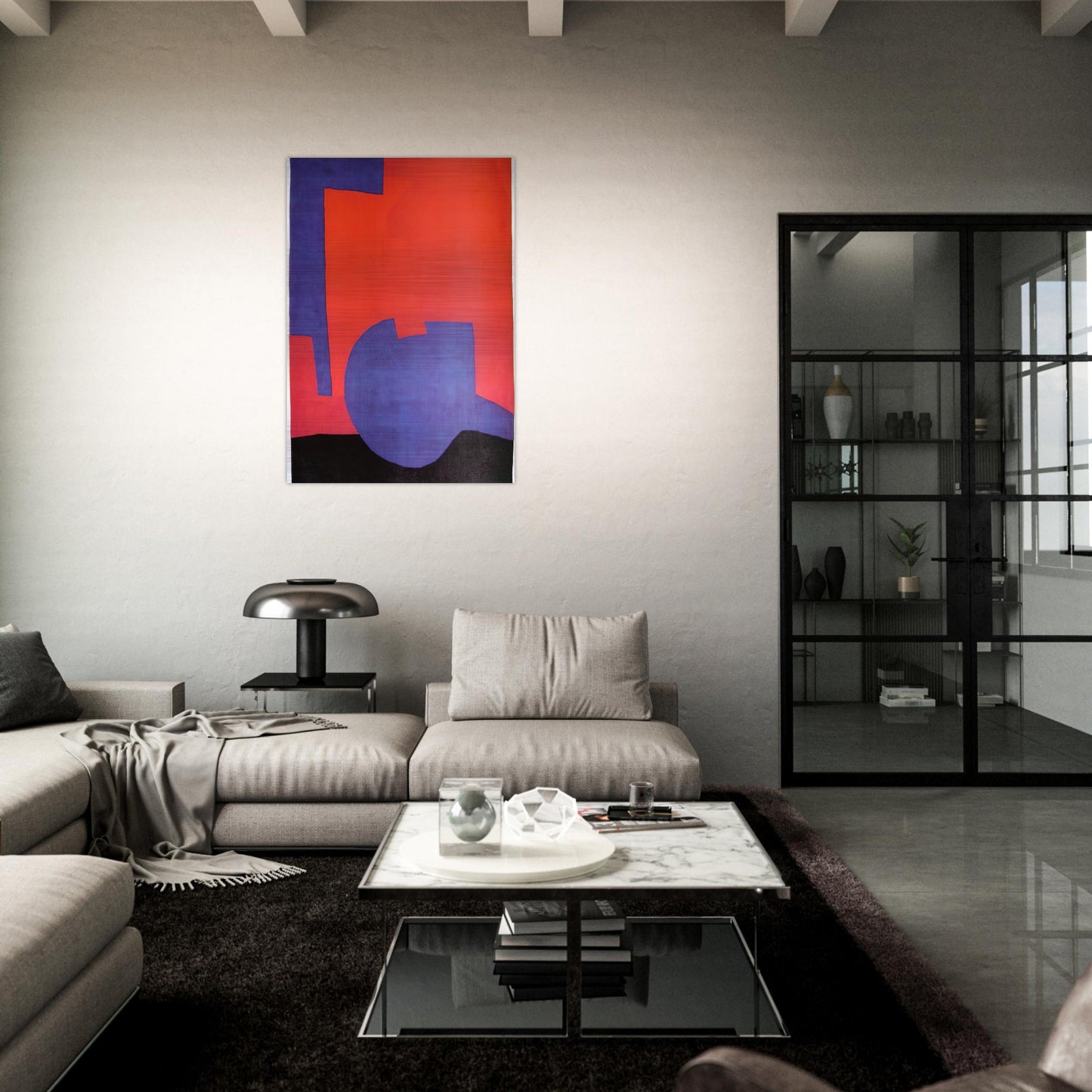 Composition rouge - 1968 - Serge Poliakoff Brushed Aluminum Print - 70x100 cm / 28x40 inches | Serge Poliakoff Aluminum Print | Serge Poliakoff Prints