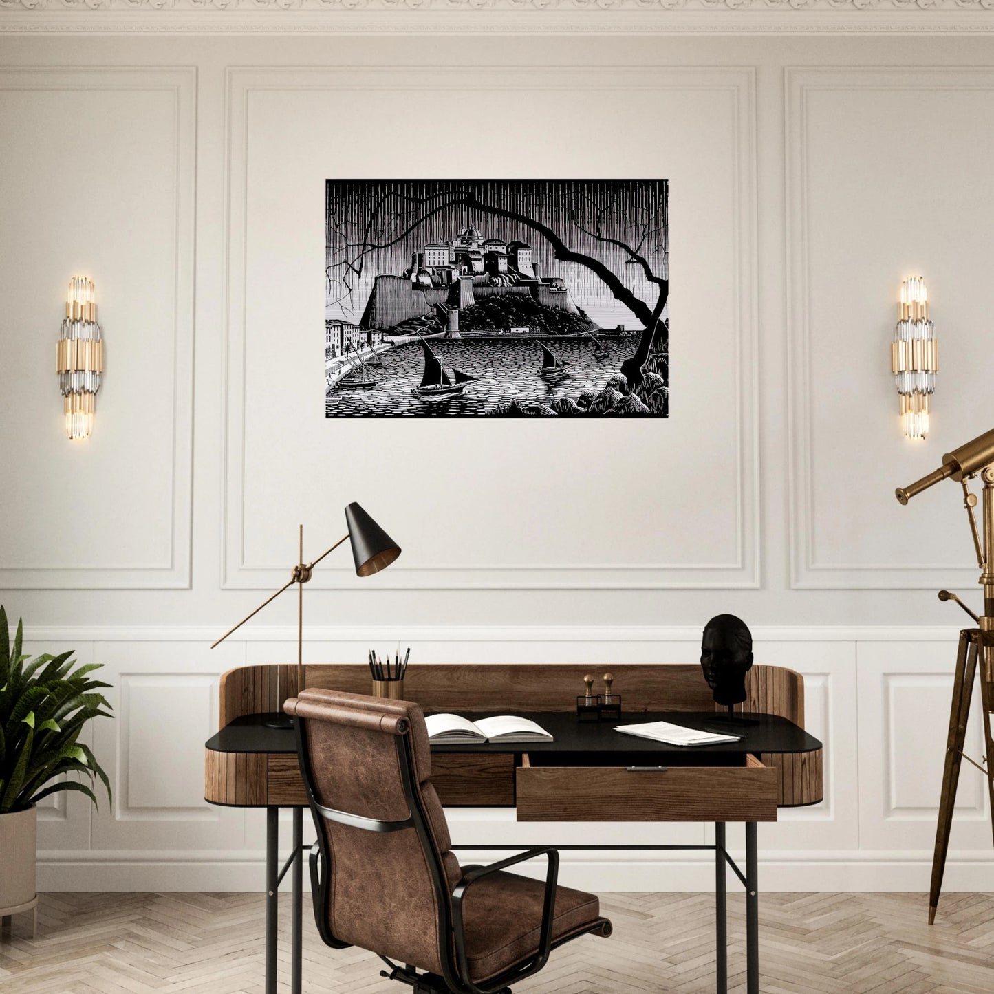 CITADEL OF CALVI CORSICA - MC Escher Brushed Aluminum Print - 70x100 cm / 28x40 inches | MC Escher Aluminum Print | MC Escher Prints