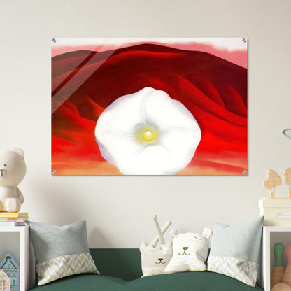 Red hills and white flower - Georgia O'Keeffe Acrylic Print - 70x100 cm / 28x40″ inches