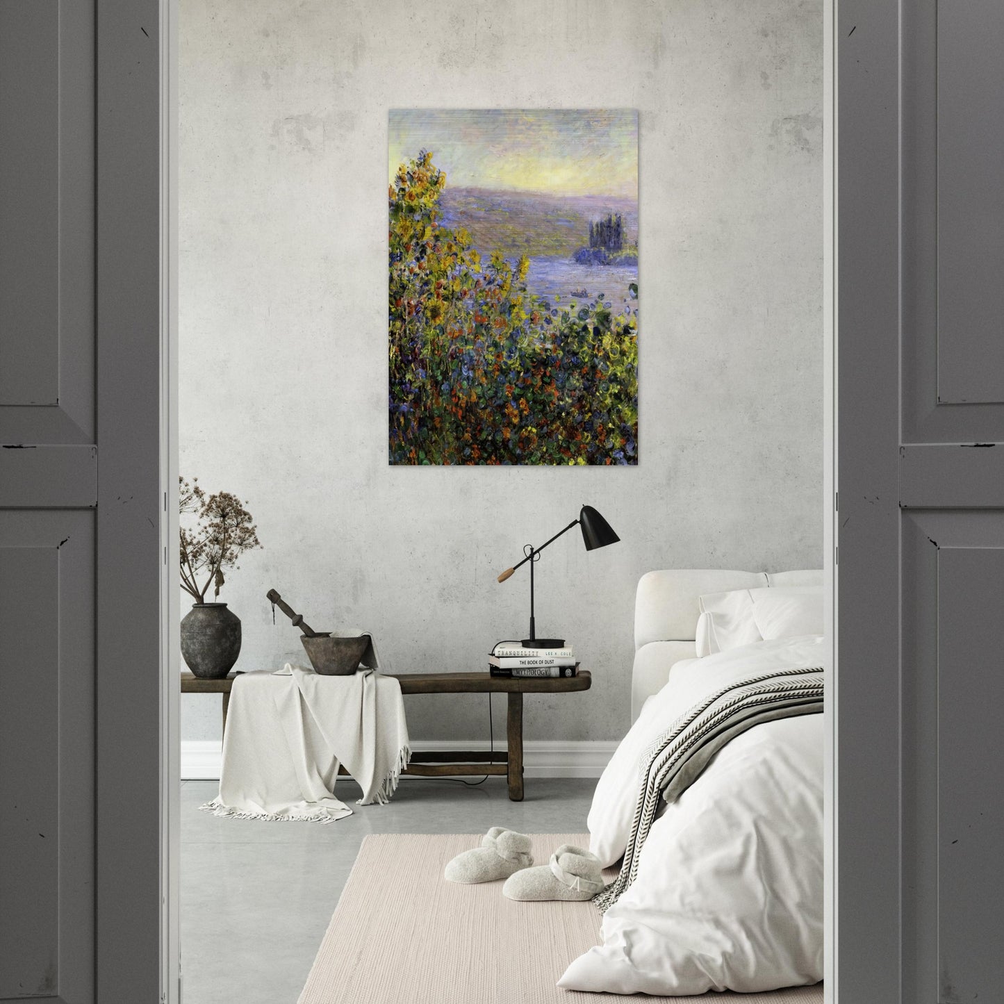Flowers Beds at Vetheuil - claude monet Brushed Aluminum Print - 70x100 cm / 28x40 inches | claude monet Aluminum Print | claude monet Prints