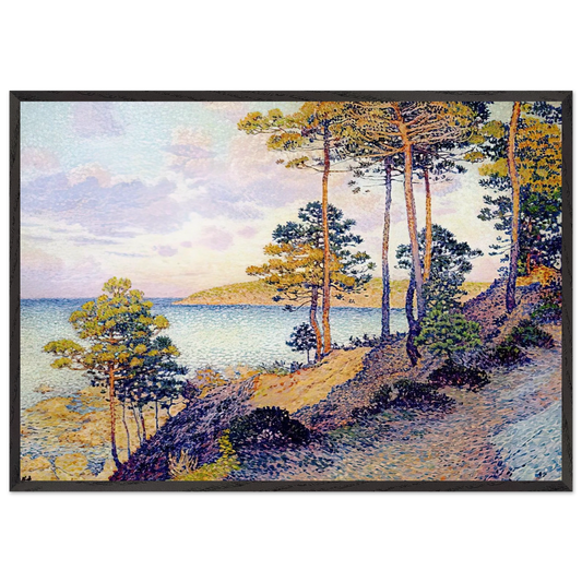 THE POINTE ST PIERRE AT ST TROPEZ 1896 - Theo van Rysselberghe 70x100 cm / 28x40 inches Framed Art Print – Black Wooden Frame