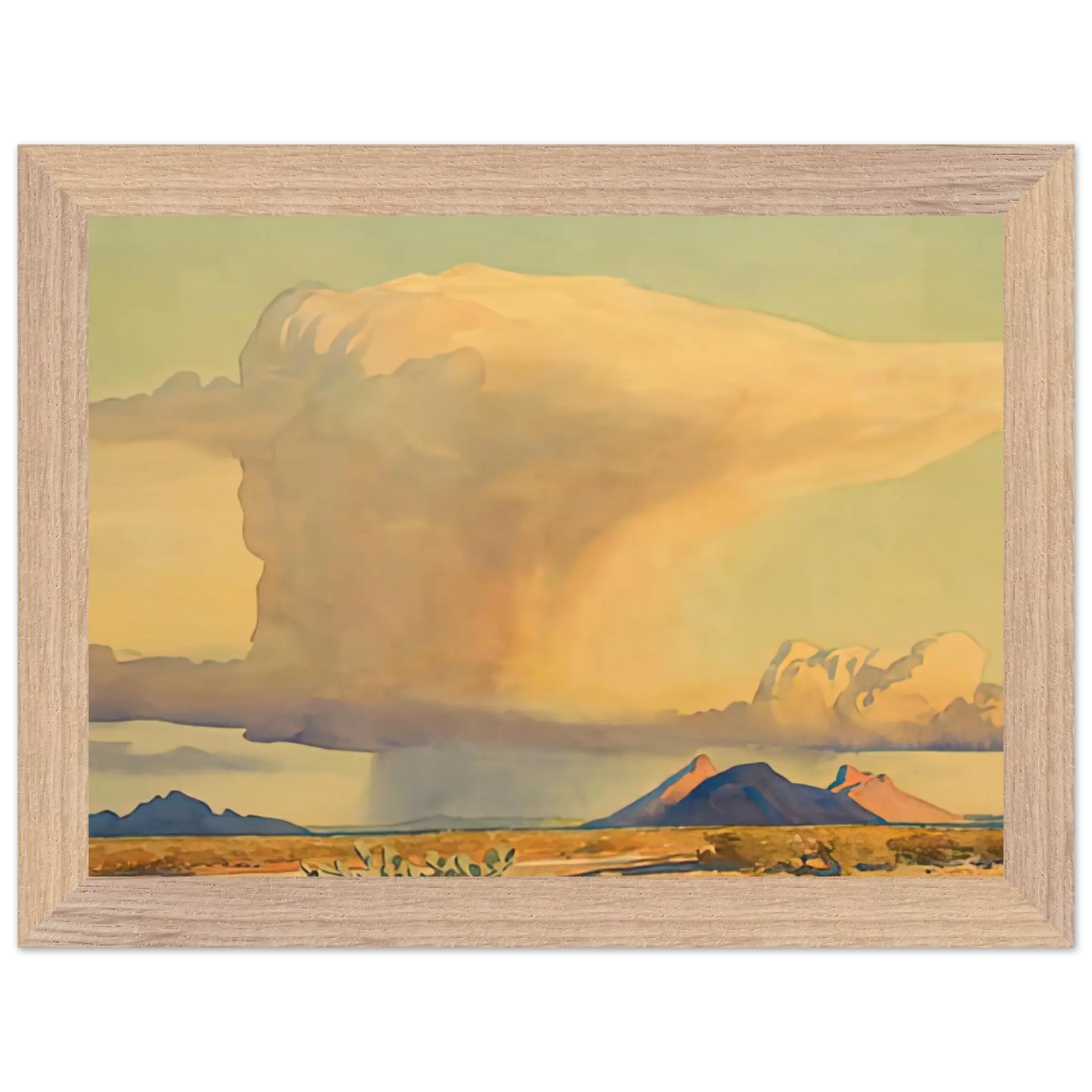 Maynard Dixon - DROUGHT AND DOWNPOUR 1944 Wall art - 28x43  cm / XL (11x17 Inches) - Premium Wooden Framed Poster With Fine Art Paper - Wood frame
