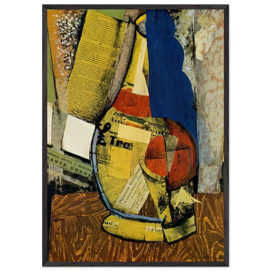 FIASCO E BICCHIERE - Carlo Carra 70x100 cm / 28x40 inches Framed Art Print – Black Wooden Frame