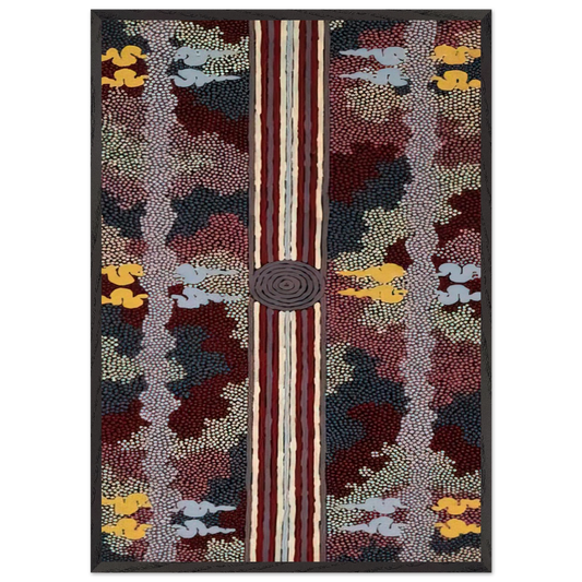 Corkwood Dreaming - 1996 - Clifford Possum Tjapaltjarri 70x100 cm / 28x40 inches Framed Art Print – Black Wooden Frame