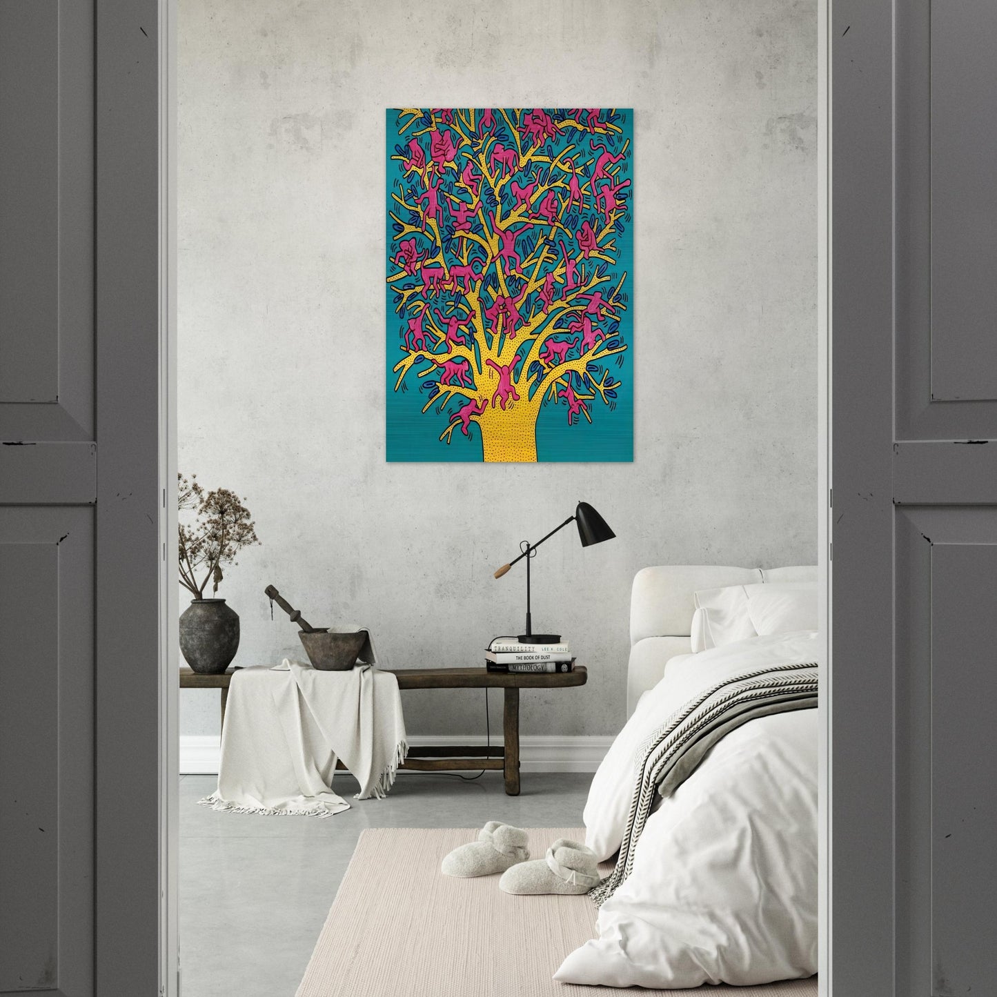 THE TREE OF MONKEYS - Keith Haring Brushed Aluminum Print - 70x100 cm / 28x40 inches | Keith Haring Aluminum Print | Keith Haring Prints