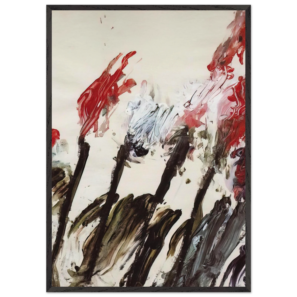 Nicolas Irises - Cy Twombly 70x100 cm / 28x40 inches Framed Art Print – Black Wooden Frame