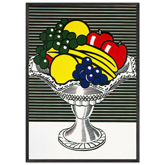 STILL LIFE WITH CRYSTAL BOWL 1973 - Roy Lichtenstein 70x100 cm / 28x40 inches Framed Art Print – Black Wooden Frame