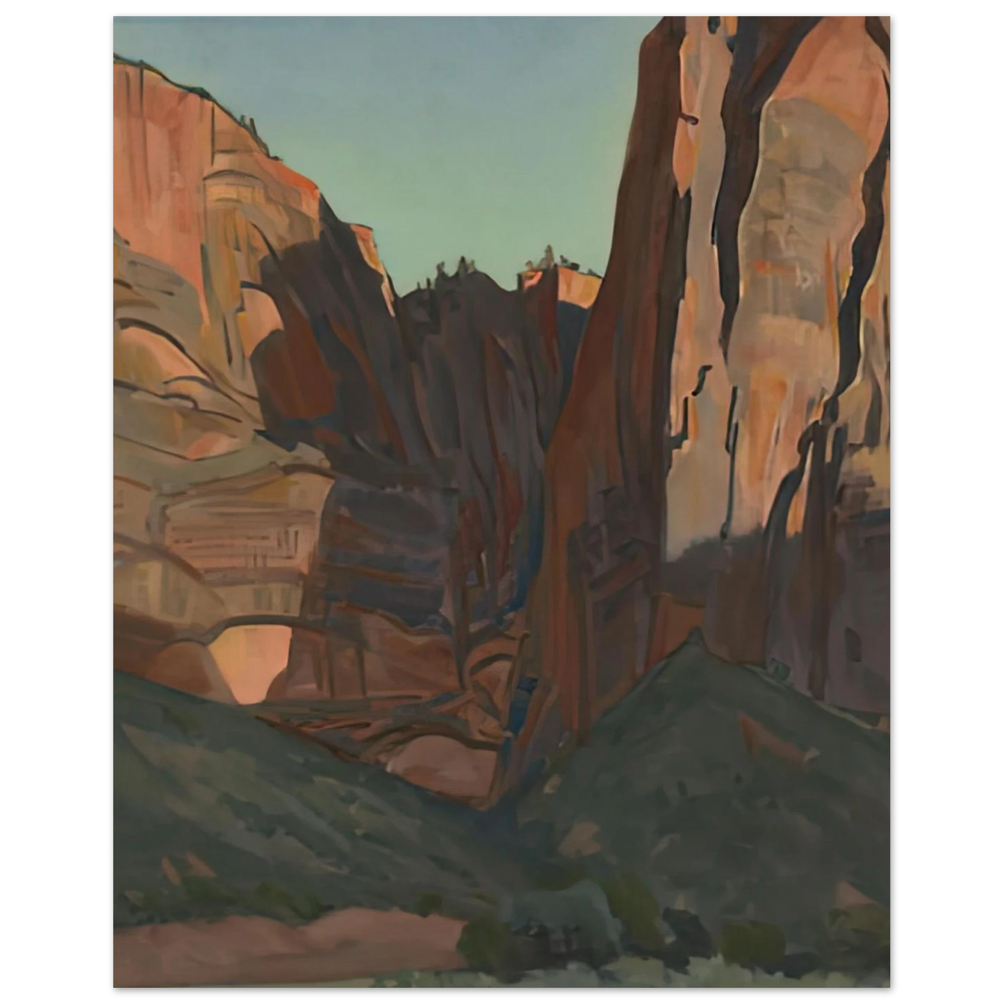 Maynard Dixon - NOTCH IN THE WALL ZION NATIONAL PARK AUGUST 1933 1933 Wall art - A1 (59.4 x 84.1  cm) - Premium Wooden Framed Poster With Fine Art Paper-canvas - White frame
