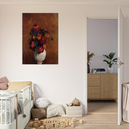 BOUQUET OF FLOWERS IN A WHITE VASE - Odilon Redon Brushed Aluminum Print - 70x100 cm / 28x40 inches | Odilon Redon Aluminum Print | Odilon Redon Prints