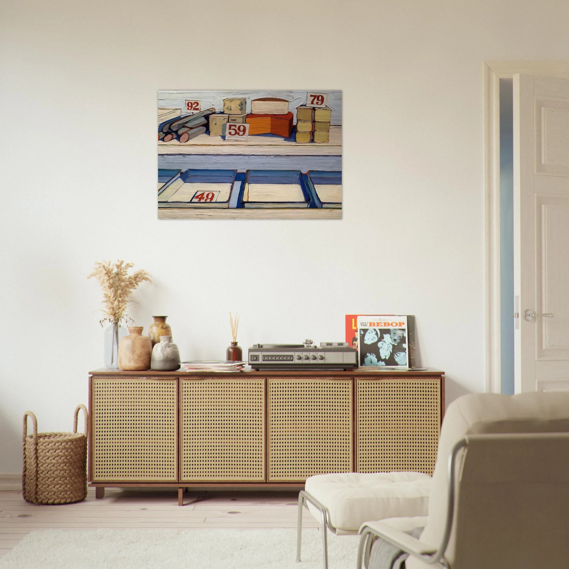 Delicatessen Counter - 1962 - Wayne Thiebaud Brushed Aluminum Print - 70x100 cm / 28x40 inches | Wayne Thiebaud Aluminum Print | Wayne Thiebaud Prints