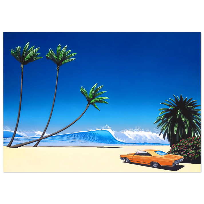 Hiroshi Nagai - Impender Beach Wall Art - 30x40 cm / 12x16 inches - Premium Wooden Framed Poster With Fine Art Paper - Black frame