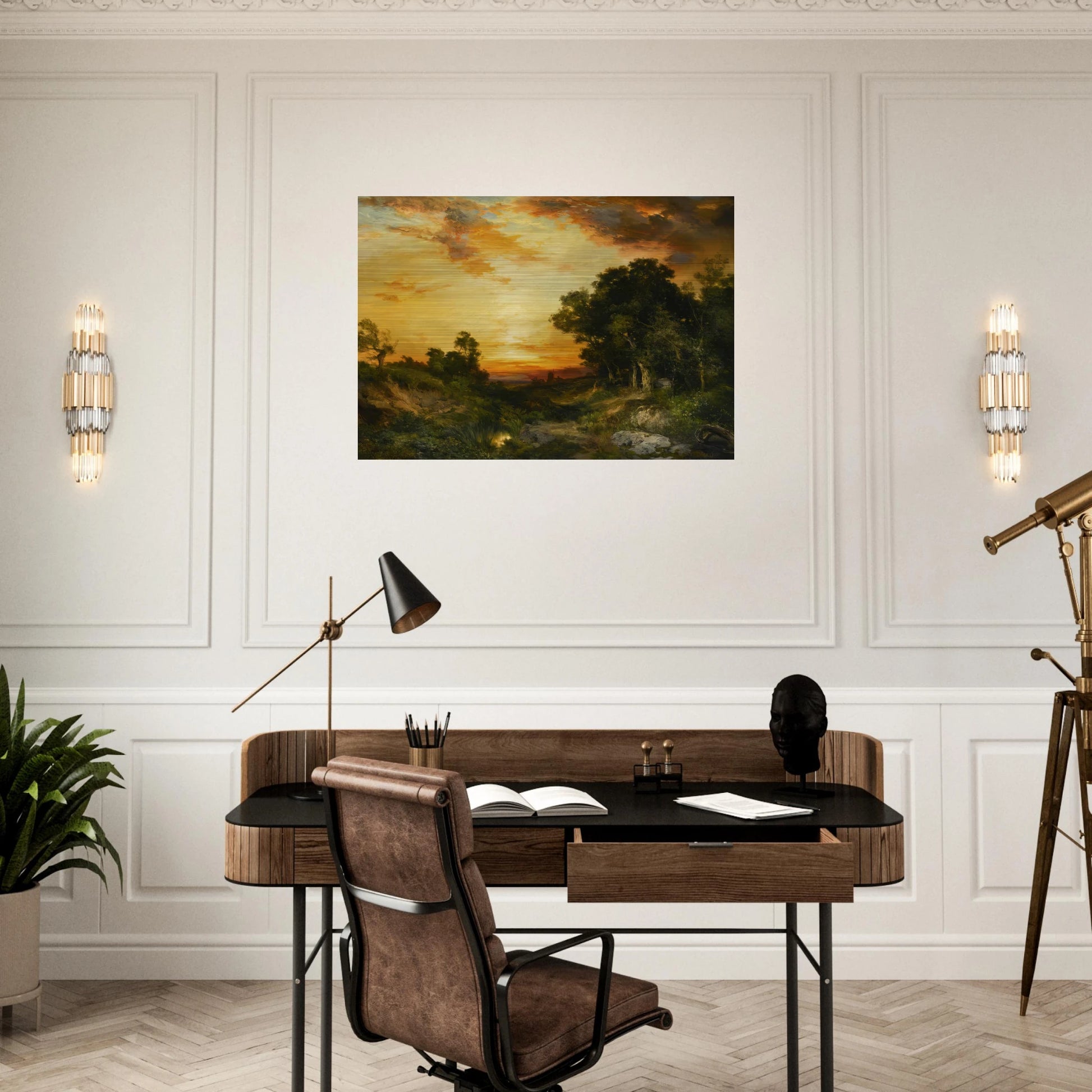 Sunset Amagansett - Thomas Moran Brushed Aluminum Print - 70x100 cm / 28x40 inches | Thomas Moran Aluminum Print | Thomas Moran Prints