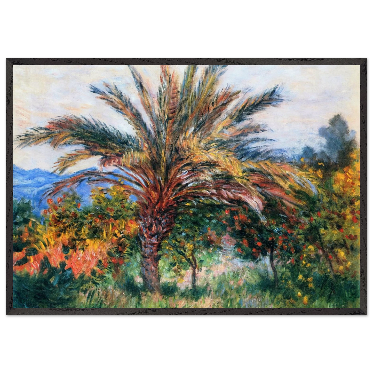 Palm Tree at Bordighera - claude monet 70x100 cm / 28x40 inches Framed Art Print – Black Wooden Frame