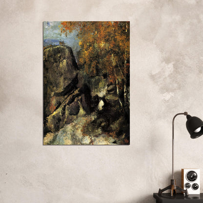 Rock in the Forest of Fontainbleau - Paul Cézanne Brushed Aluminum Print - 70x100 cm / 28x40 inches | Paul Cézanne Aluminum Print | Paul Cézanne Prints