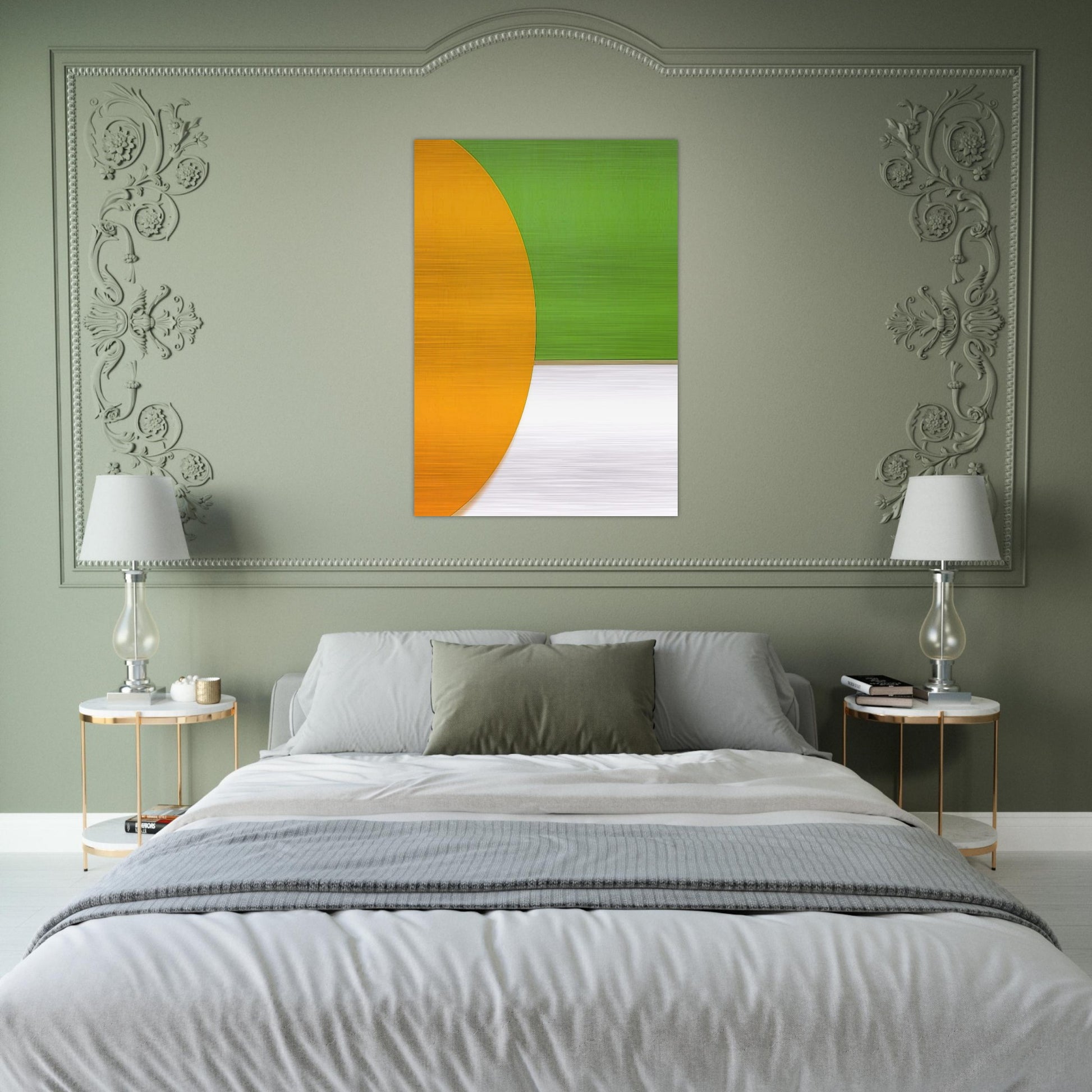 Orange Relief with Green - Ellsworth Kelly Brushed Aluminum Print - 70x100 cm / 28x40 inches | Ellsworth Kelly Aluminum Print | Ellsworth Kelly Prints