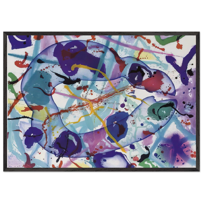 Trietto 4  SFE 077RC  - Sam Francis 70x100 cm / 28x40 inches Framed Art Print – Black Wooden Frame