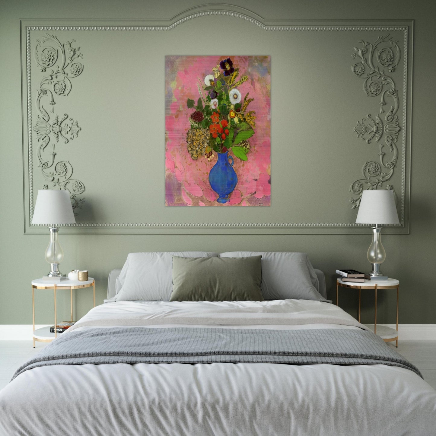 FLOWERS 1905 - Odilon Redon Brushed Aluminum Print - 70x100 cm / 28x40 inches | Odilon Redon Aluminum Print | Odilon Redon Prints