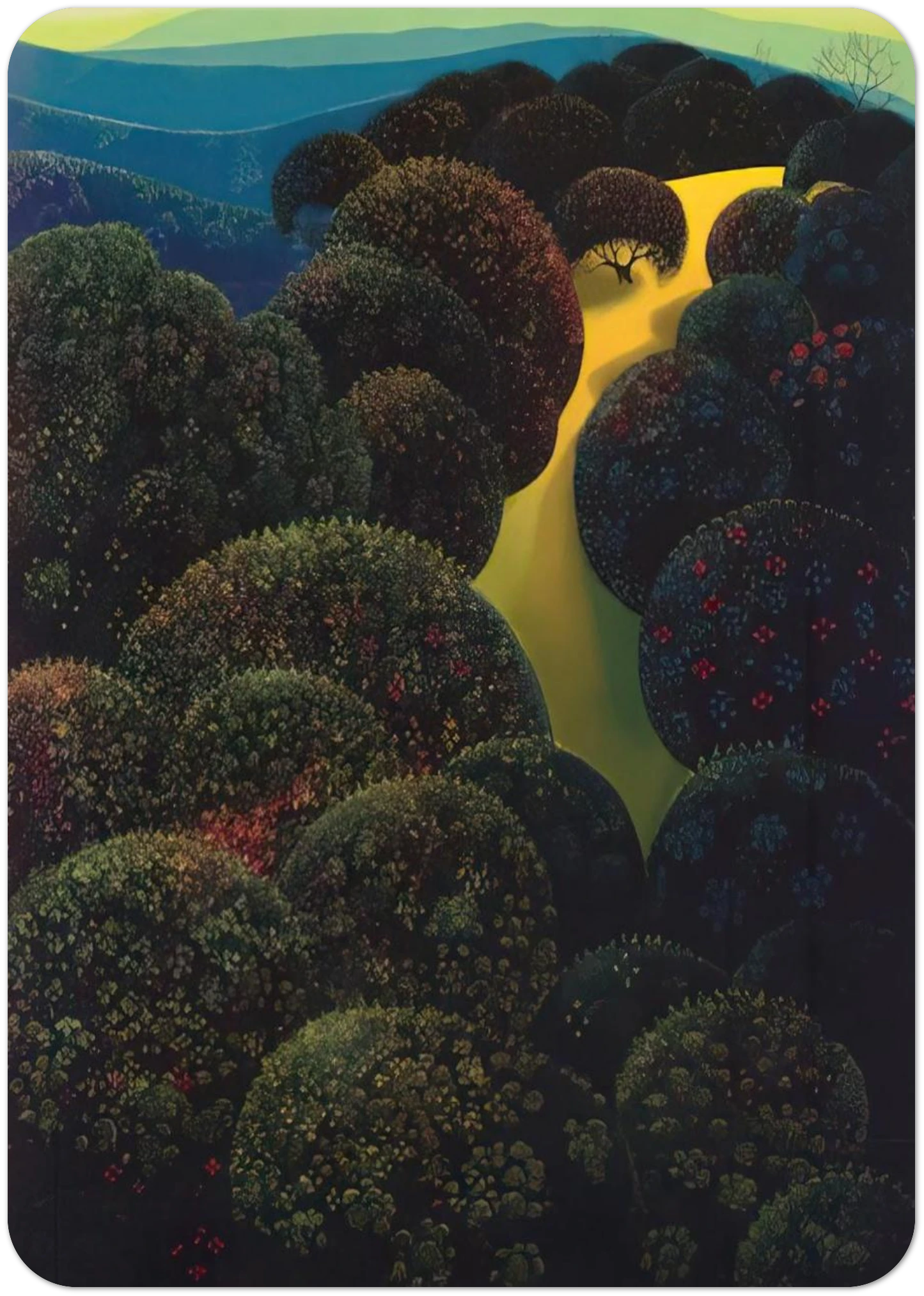 Hidden Pasture By Eyvind Earle Pack of 10 Post Cards | Eyvind Earle Post Cards | A6 (10.5 x 14.8 cm) - 4.1 x 5.8 inches